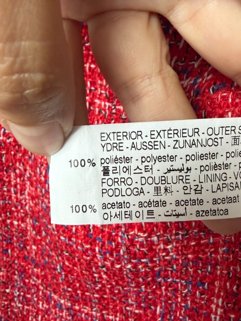 ZARA Red Double Breasted Textured Tweed Blazer Size M - Picture 4 of 4